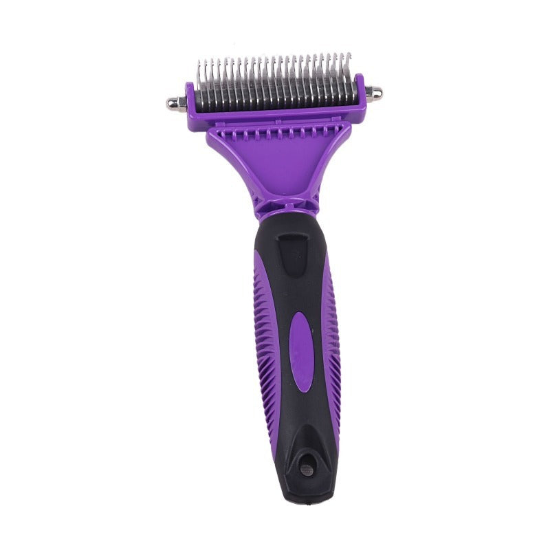 HKM-9619133 Stainless Steel Double-Sided Knot Comb with ABS and TPR Grip, 18.5x9x2.6 cm