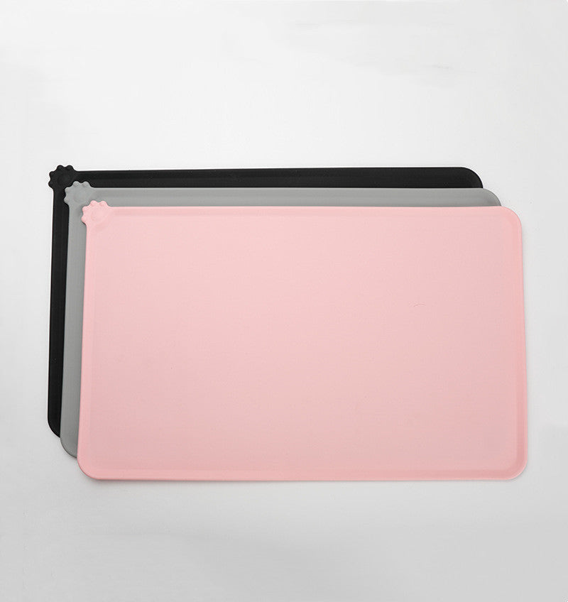 HKM-961939 Waterproof Non-Slip Silicone Pet Bowl Mat - 48x30cm in Gray, Pink, or Black