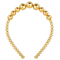 HKM-962003 Creative Retro Women's Alloy Headwear Set with Geometric Styling - Round Bead Hair Band in Gold and Silver