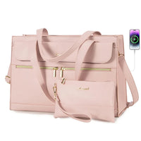 HKM-962131 Fashion Leather Shoulder Bag Set for Women - Tote and Laptop Briefcase with USB Port