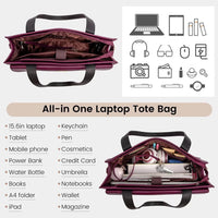 HKM-962131 Fashion Leather Shoulder Bag Set for Women - Tote and Laptop Briefcase with USB Port