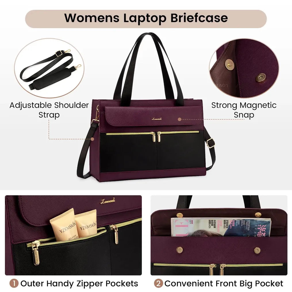 HKM-962131 Fashion Leather Shoulder Bag Set for Women - Tote and Laptop Briefcase with USB Port