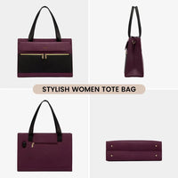 HKM-962131 Fashion Leather Shoulder Bag Set for Women - Tote and Laptop Briefcase with USB Port
