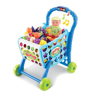 HKM-962259 Kids Shopping Cart Playset with Electronic Toy Cash Register - Supermarket Trolley for Pretend Play