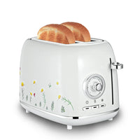 HKM-962323 Retro Automatic Pop-Up Two-Slice Electric Toaster with Double Flower Design