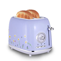 HKM-962323 Retro Automatic Pop-Up Two-Slice Electric Toaster with Double Flower Design