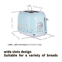 HKM-962323 Retro Automatic Pop-Up Two-Slice Electric Toaster with Double Flower Design