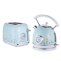 HKM-962323 Retro Automatic Pop-Up Two-Slice Electric Toaster with Double Flower Design