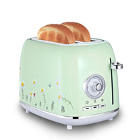 HKM-962323 Retro Automatic Pop-Up Two-Slice Electric Toaster with Double Flower Design