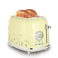 HKM-962323 Retro Automatic Pop-Up Two-Slice Electric Toaster with Double Flower Design