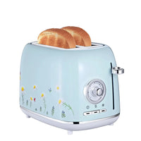 HKM-962323 Retro Automatic Pop-Up Two-Slice Electric Toaster with Double Flower Design