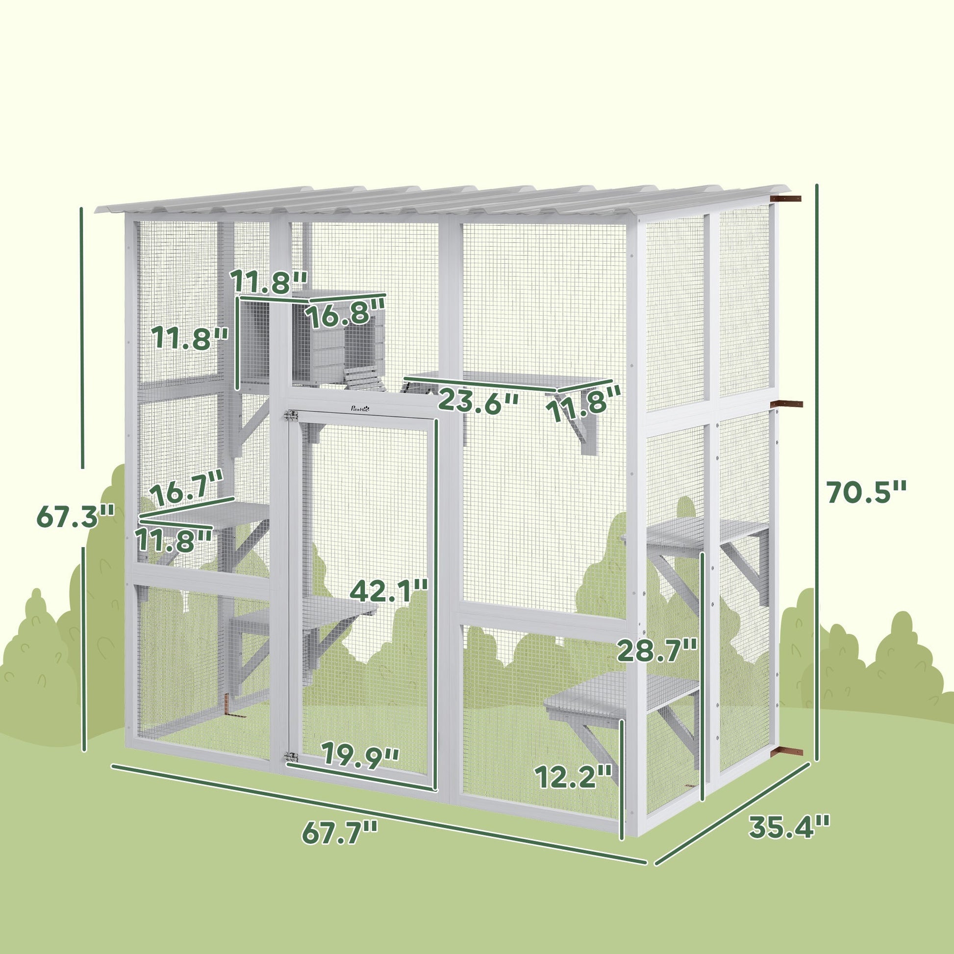 HKM-9623357 Spacious Outdoor Cat Enclosure with Platforms and Cozy Resting Box