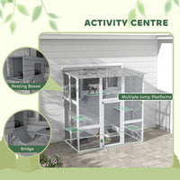 HKM-9623357 Spacious Outdoor Cat Enclosure with Platforms and Cozy Resting Box