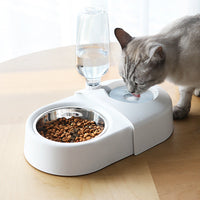 HKM-9623485 Anti-Overturning Pet Rice Bowl - Durable Plastic Cat Dish in White, Pink, and Blue