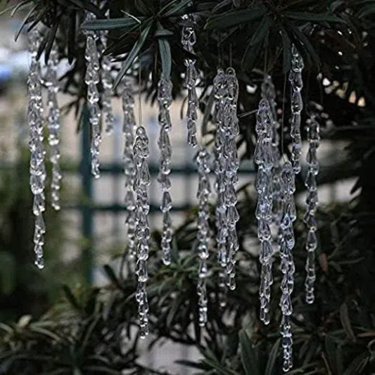 HKM-962387 Transparent Ice Bar Pendant Set - 24 Creative Water Drop Rock Candy Decorations