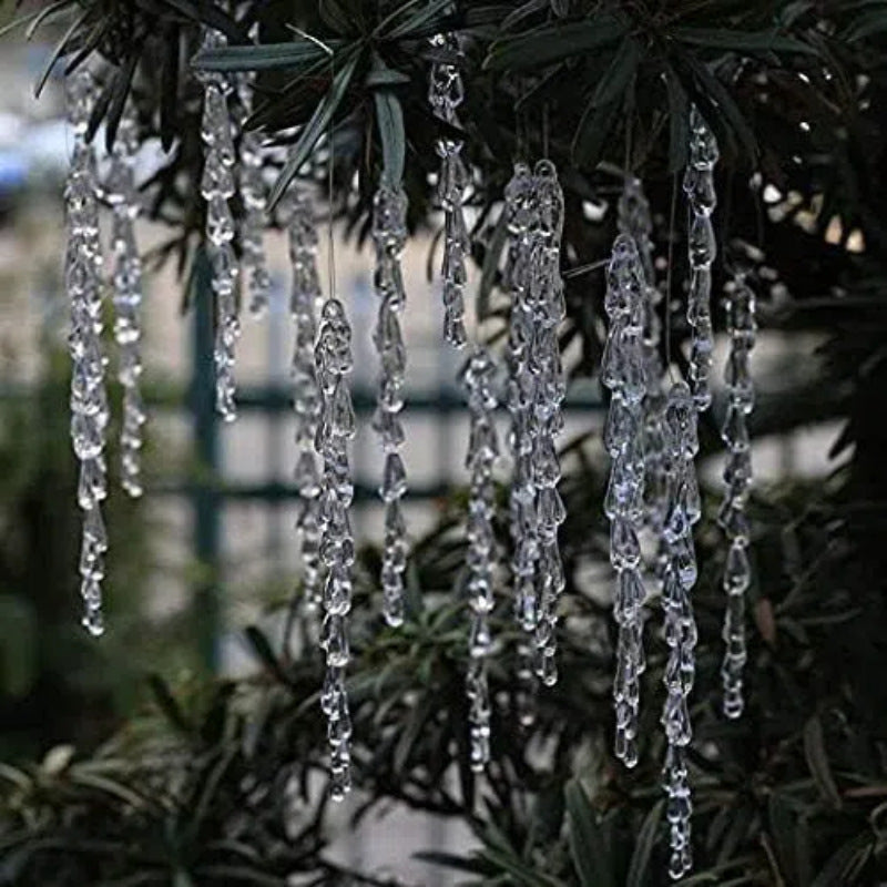 HKM-962387 Transparent Ice Bar Pendant Set - 24 Creative Water Drop Rock Candy Decorations