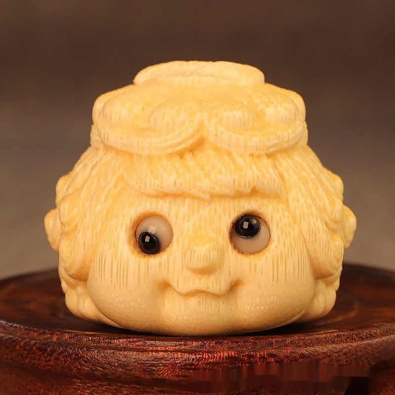 HKM-962515 Cute Solid Bamboo Golden Toad Princess Ornament for Home Decor