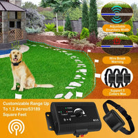 HKM-9625277 Electric Dog Fence System with Water-Resistant Collar for All Dog Sizes, Adjustable Range Up to 1.2 Acres
