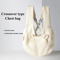 HKM-9625533 Comfortable Pet Backpack for Cats and Dogs, Breathable Outdoor Carrier with Cross Design, Miya White Bear 38x18x41CM