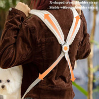 HKM-9625533 Comfortable Pet Backpack for Cats and Dogs, Breathable Outdoor Carrier with Cross Design, Miya White Bear 38x18x41CM