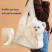 HKM-9625533 Comfortable Pet Backpack for Cats and Dogs, Breathable Outdoor Carrier with Cross Design, Miya White Bear 38x18x41CM