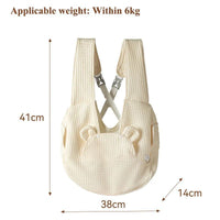 HKM-9625533 Comfortable Pet Backpack for Cats and Dogs, Breathable Outdoor Carrier with Cross Design, Miya White Bear 38x18x41CM