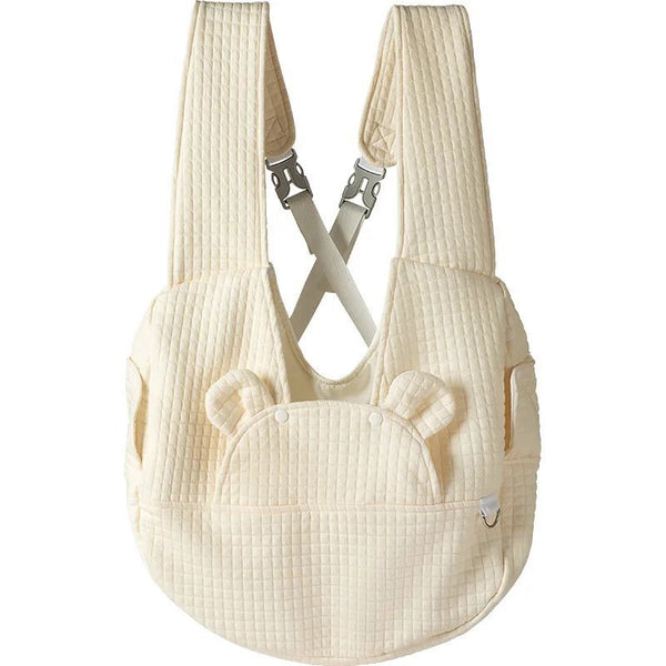 HKM-9625533 Comfortable Pet Backpack for Cats and Dogs, Breathable Outdoor Carrier with Cross Design, Miya White Bear 38x18x41CM
