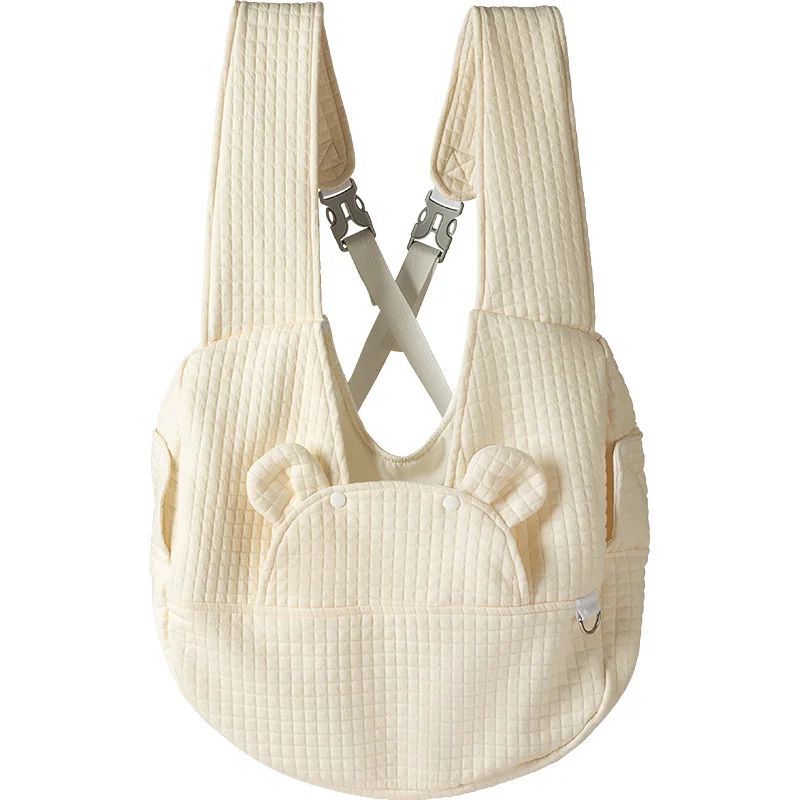 HKM-9625533 Comfortable Pet Backpack for Cats and Dogs, Breathable Outdoor Carrier with Cross Design, Miya White Bear 38x18x41CM
