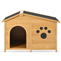HKM-9626941 Wooden Dog House with Porch and Water-Resistant Roof for Medium Dogs, 48-Inch Outdoor Kennel with Removable Baseboards