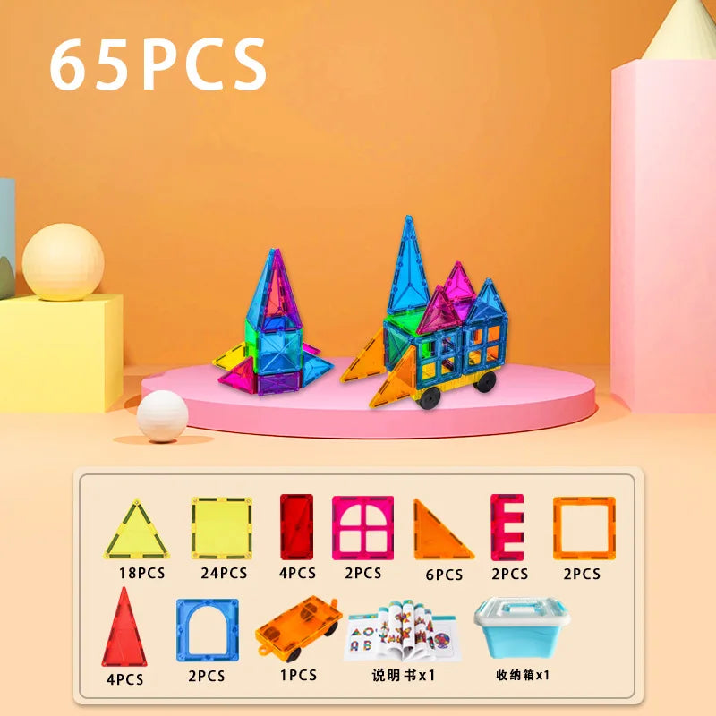 HKM-962707 Magnetic Building Blocks Set for Creative Assembly and Educational Play – Colourful DIY Tiles for Kids