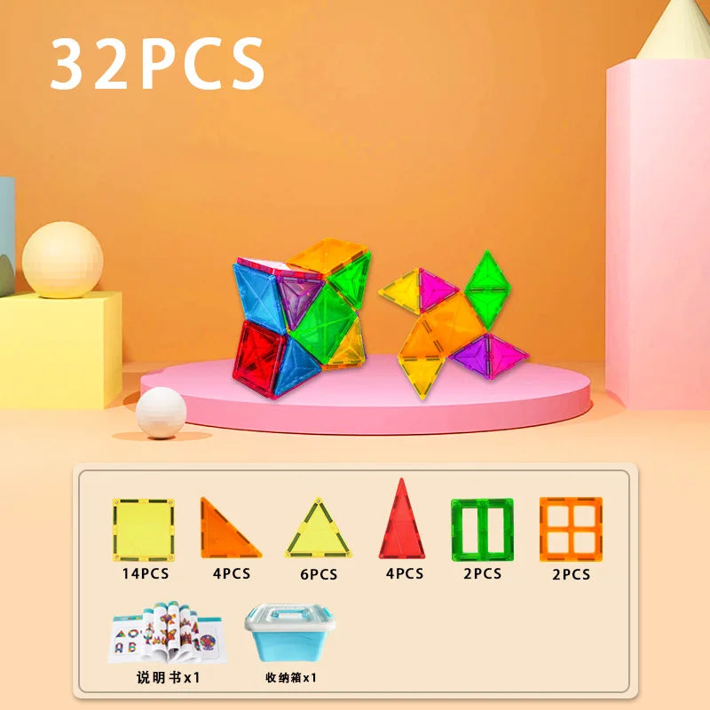 HKM-962707 Magnetic Building Blocks Set for Creative Assembly and Educational Play – Colourful DIY Tiles for Kids