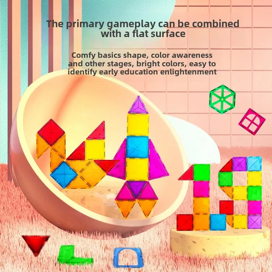 HKM-962707 Magnetic Building Blocks Set for Creative Assembly and Educational Play – Colourful DIY Tiles for Kids