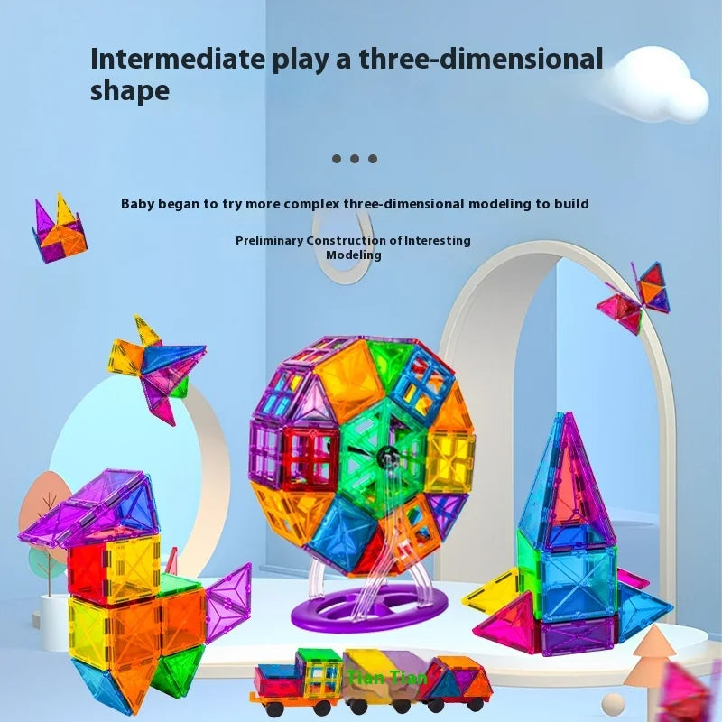 HKM-962707 Magnetic Building Blocks Set for Creative Assembly and Educational Play – Colourful DIY Tiles for Kids