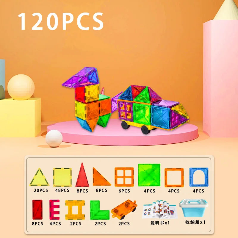HKM-962707 Magnetic Building Blocks Set for Creative Assembly and Educational Play – Colourful DIY Tiles for Kids