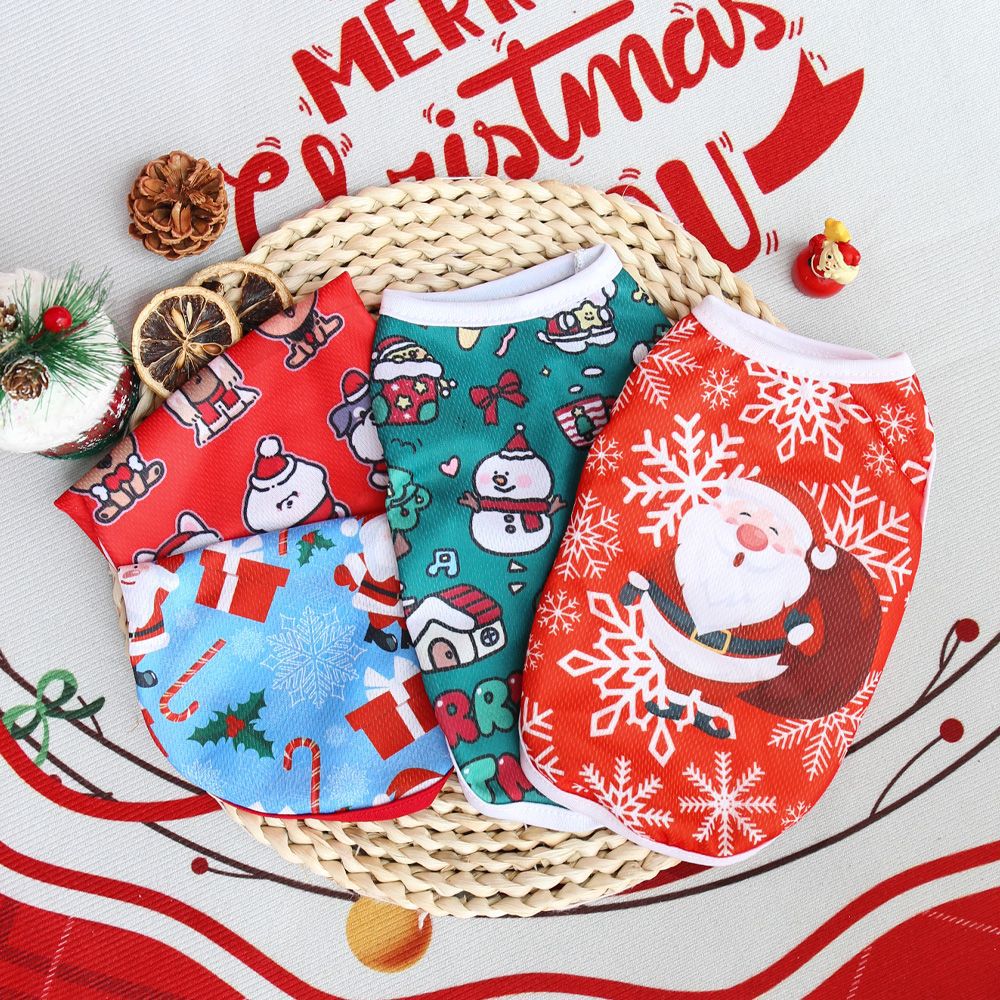 HKM-9627709 Festive Limited Edition Pet Vest - Short Style for Small Dogs and Cats, Unisex, Multiple Christmas Designs