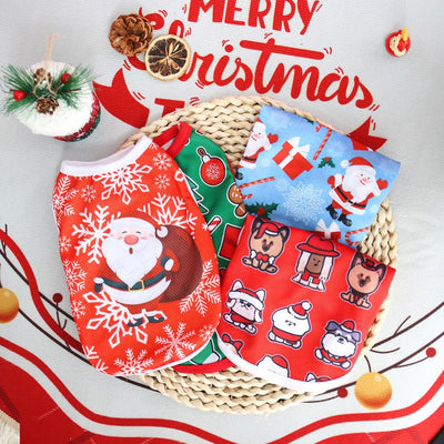 HKM-9627709 Festive Limited Edition Pet Vest - Short Style for Small Dogs and Cats, Unisex, Multiple Christmas Designs