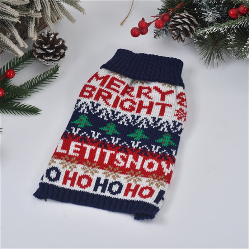 HKM-9627837 Cozy Wool Pet Sweater for Small and Medium Dogs and Cats, Boutique Christmas Tree Design