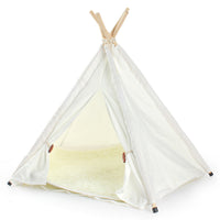 HKM-9628093 Detachable and Washable Canvas White Pet Tent with Plush Pad and Accessories