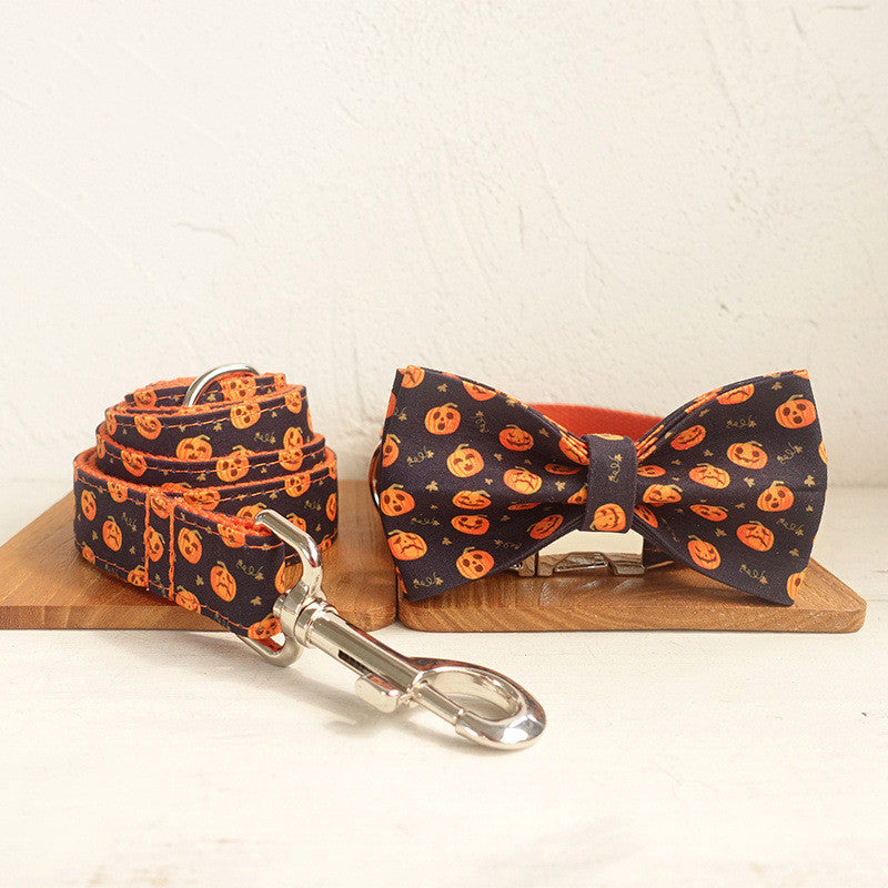 HKM-9628861 Halloween-Themed Pet Supplies Set with Bow - Polyester Chains and Ropes in Multiple Sizes