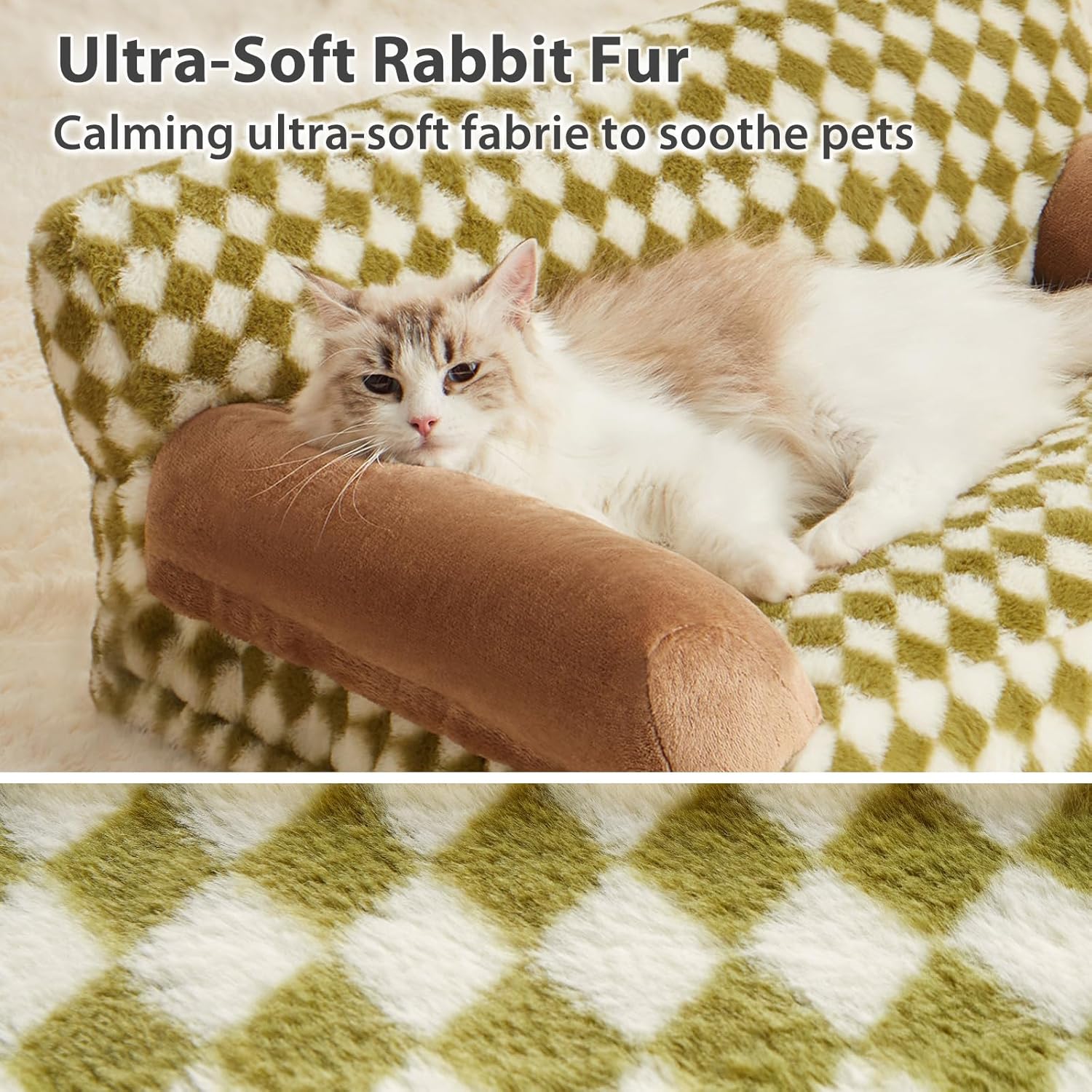 HKM-9630525 Cozy Cat and Dog Sofa Bed with Non-Slip Bottom and Washable Cover for Small Pets