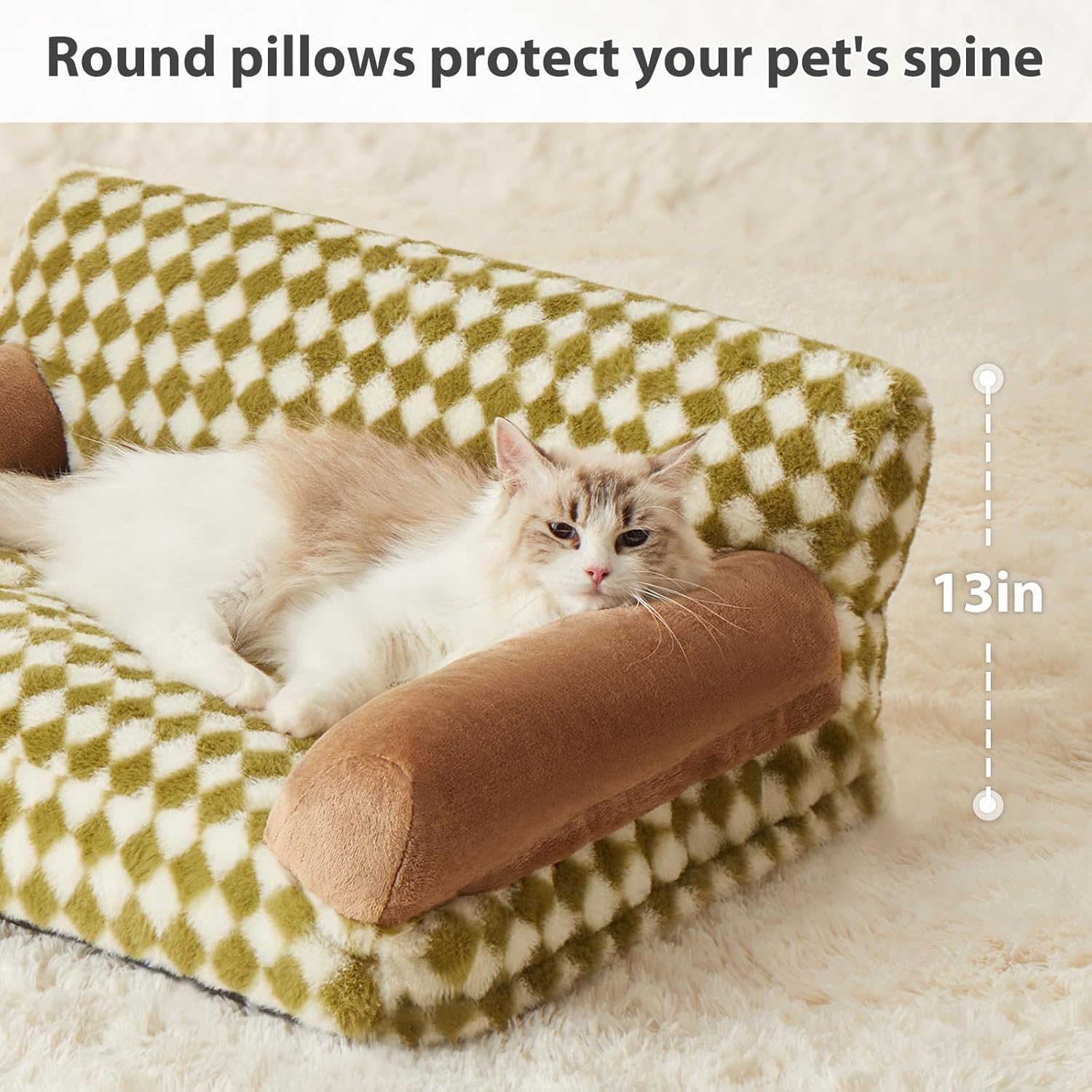 HKM-9630525 Cozy Cat and Dog Sofa Bed with Non-Slip Bottom and Washable Cover for Small Pets