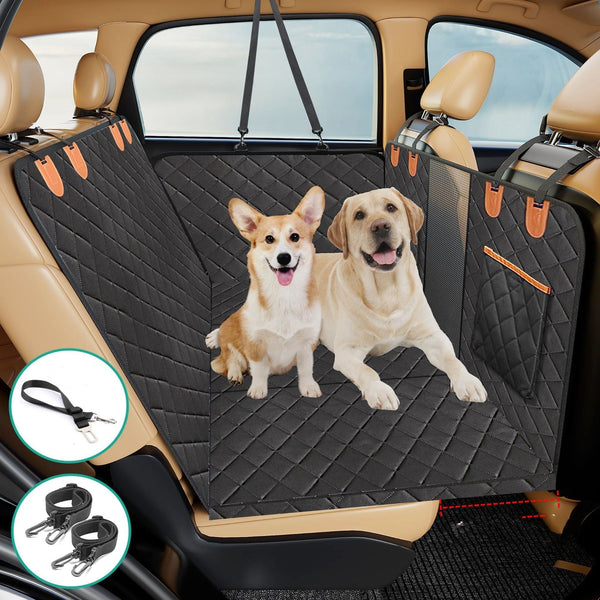 HKM-9630909 Durable Black Cloth Dog Seat Cover for Car with Heat Load Bearing Design