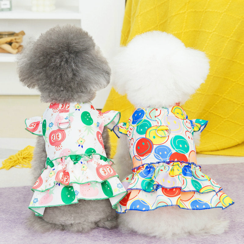 HKM-9631421 Casual Teddy Bear Style Skirt for Pets - Polyester, Available in White and Pink
