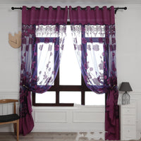 HKM-963283 Elegant Jacquard Burnt-Out Peony Window Curtain - Cotton & Polyester Blend, Light-Filtering Design