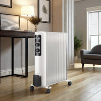 HKM-963347 1500W-2000W Electric Oil-Filled Radiator Heater with Timer, 11 Fin Wall-Mounted for Living Room, Bedroom, and Bathroom