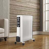 HKM-963347 1500W-2000W Electric Oil-Filled Radiator Heater with Timer, 11 Fin Wall-Mounted for Living Room, Bedroom, and Bathroom