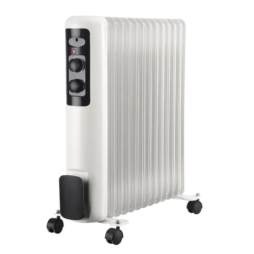HKM-963347 1500W-2000W Electric Oil-Filled Radiator Heater with Timer, 11 Fin Wall-Mounted for Living Room, Bedroom, and Bathroom