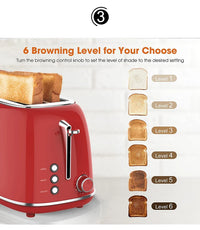 HKM-963475 Compact 2-Slice Grill Toaster with Wide Slots and Adjustable Settings