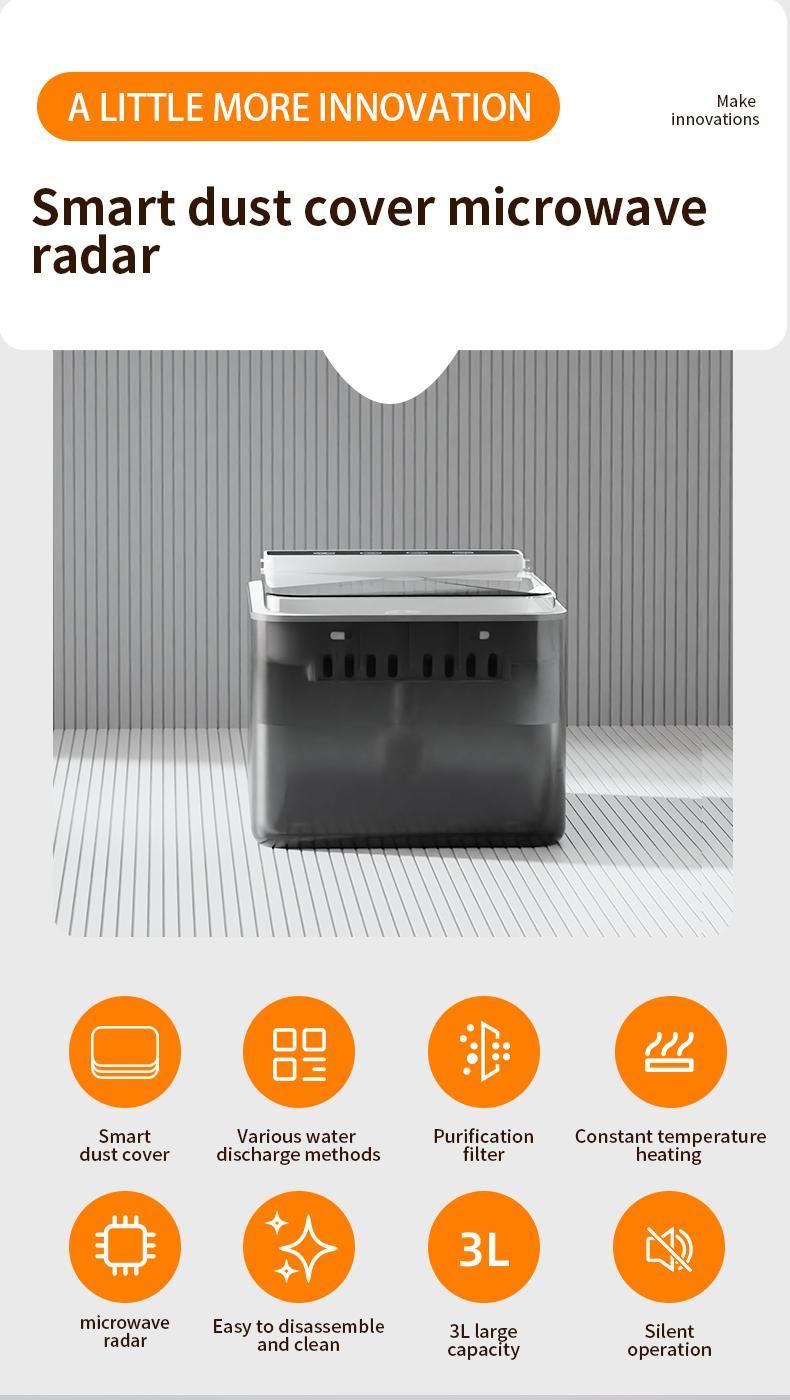 HKM-9634877 Wireless Charging Stainless Steel Automatic Cat Water Fountain with Dual Flow Modes