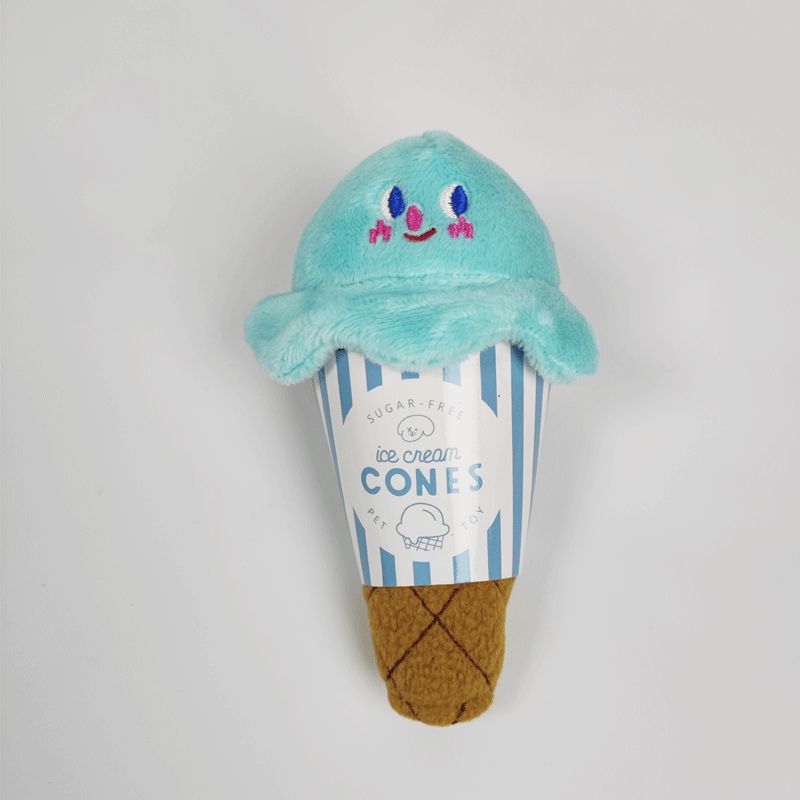 HKM-9636413 Durable Ice Cream Squeaky Toy for Dogs and Cats - Fleece Material, Engaging Playtime Fun
